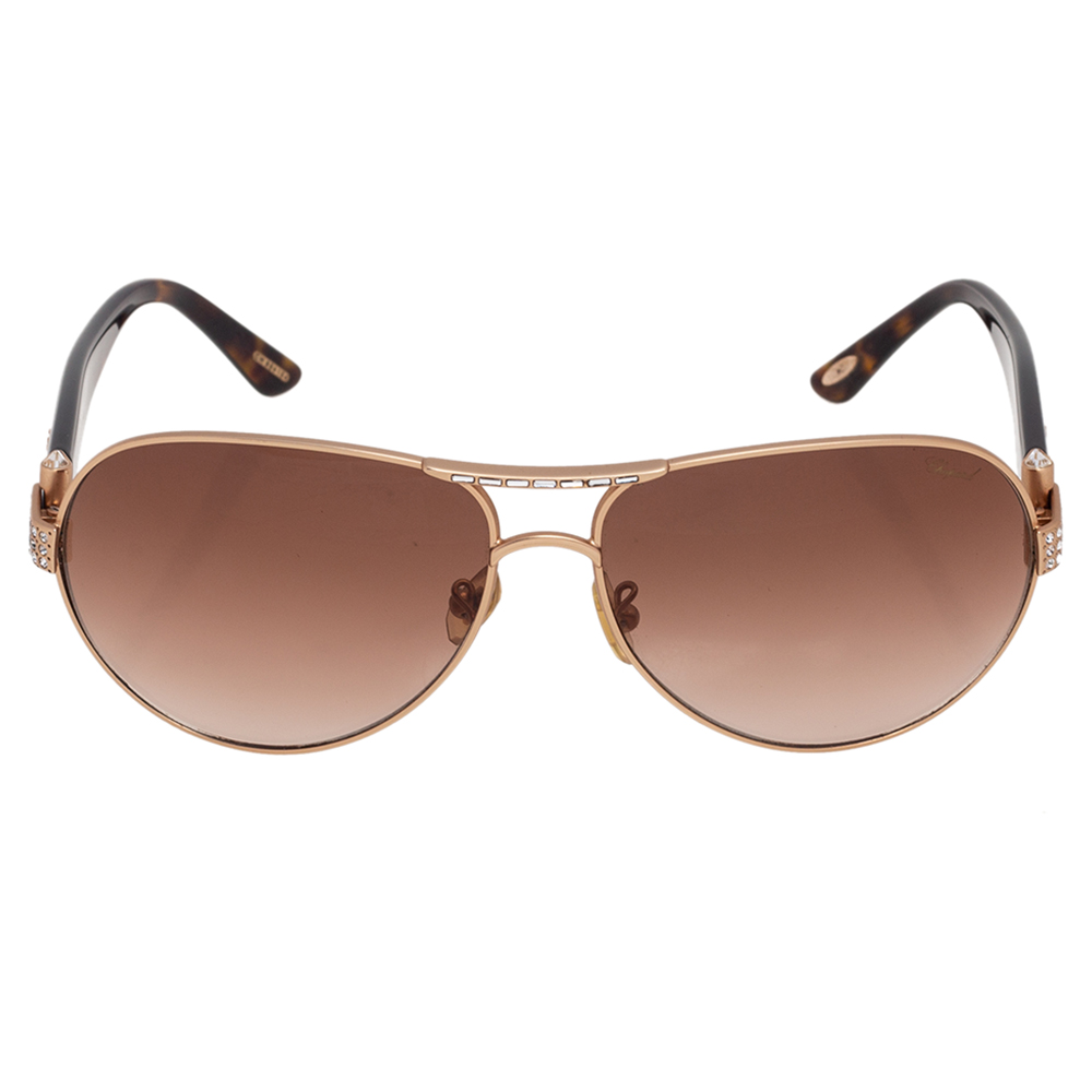 

Chopard Brown Acetate SCH866S Embellished Gradient Aviator Sunglasses