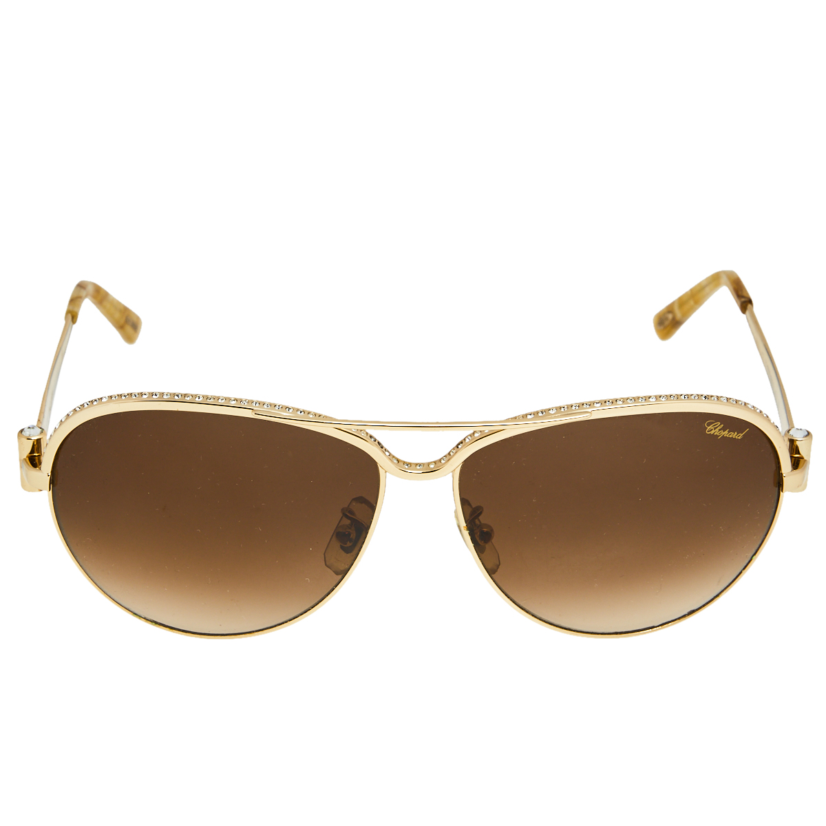 

Chopard Crystal Embedded Gold Tone/Brown Gradient 996-S Aviator Sunglasses