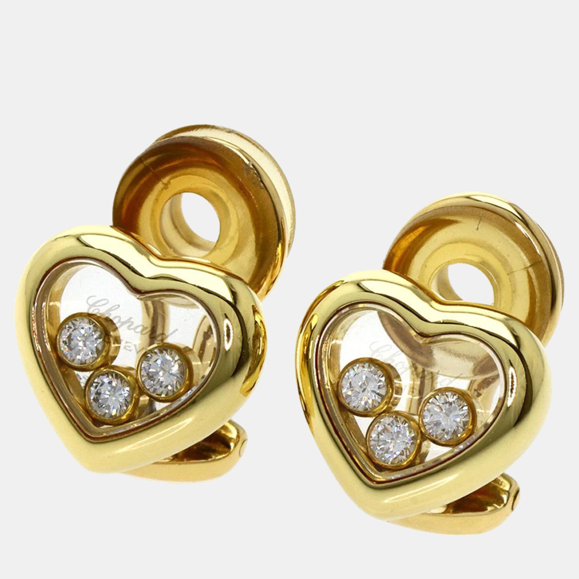 

Chopard 18K Yellow Gold and Diamond Happy Diamonds Heart Stud Earrings