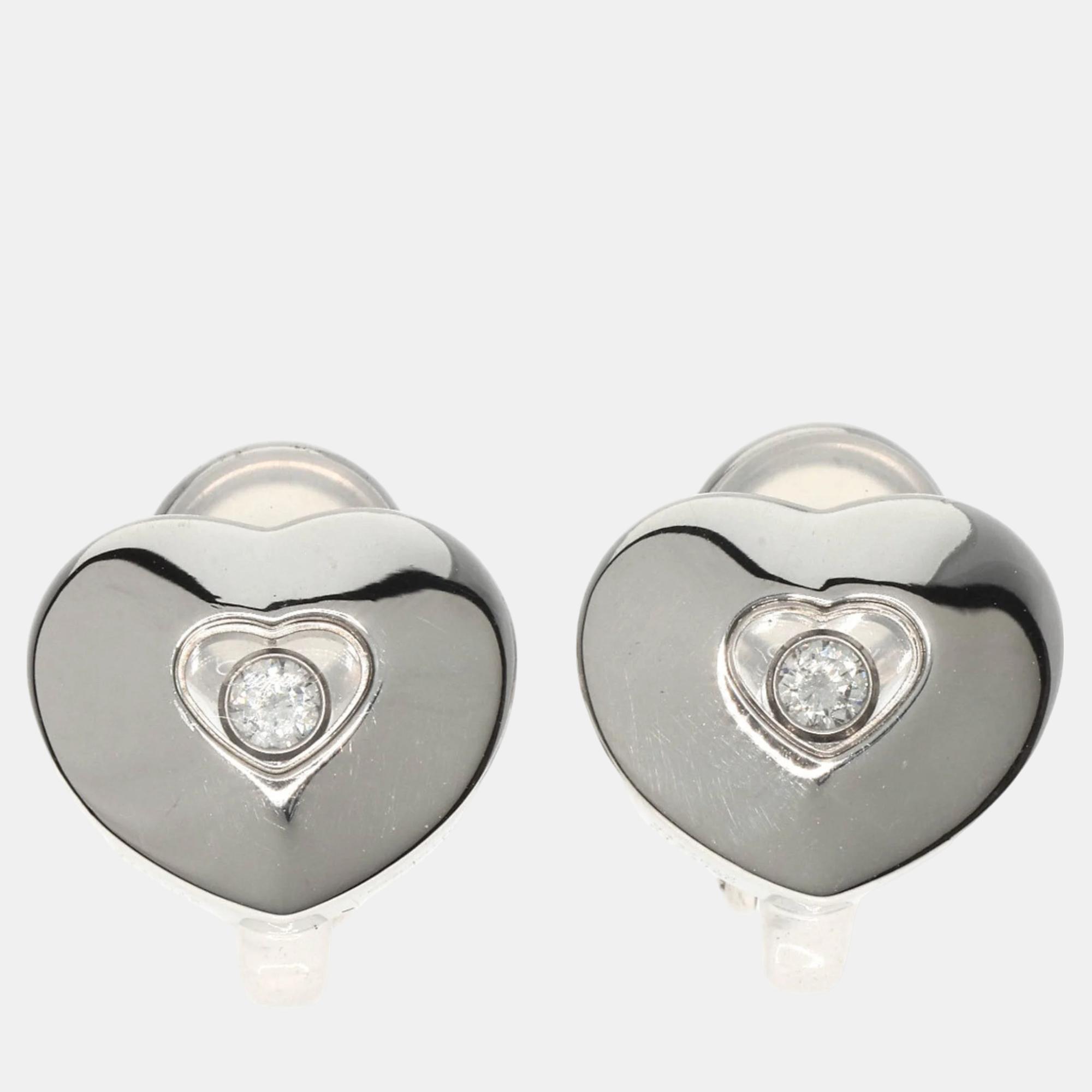 

Chopard 18K White Gold and Diamond Happy Diamonds Stud Earrings
