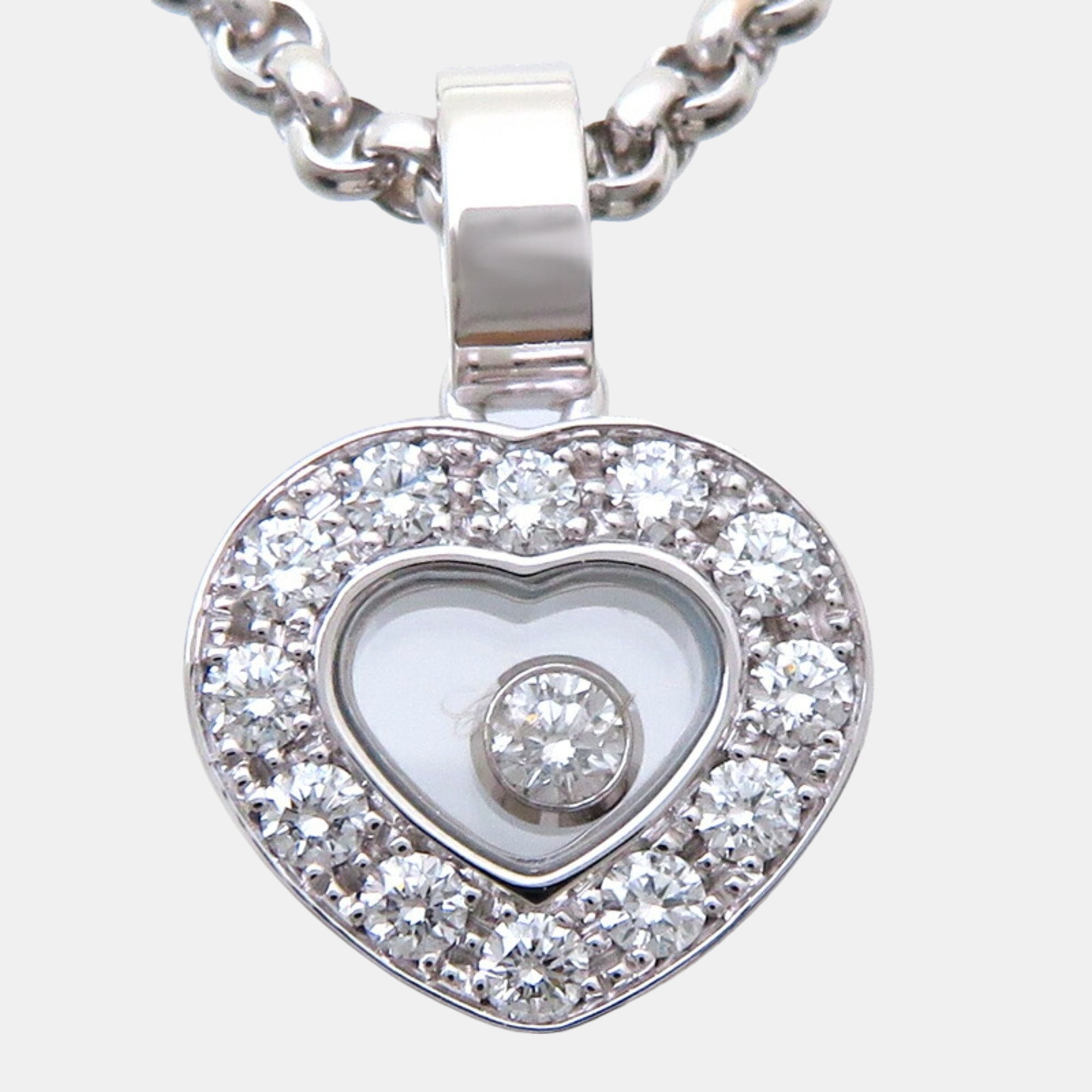 

Chopard 18K White Gold and Diamond Happy Diamonds Heart Pendant Necklace