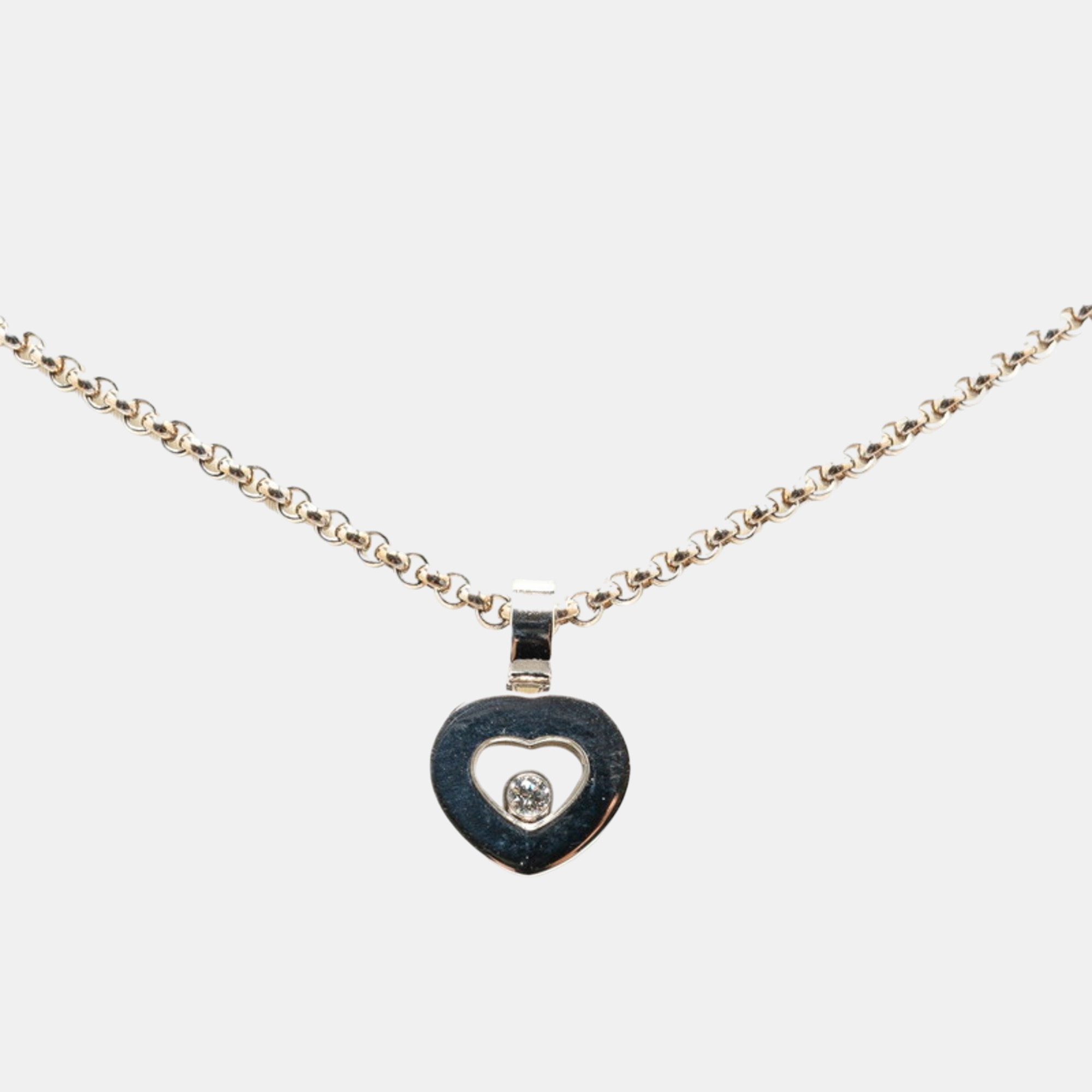 

Chopard 18K White Gold and Diamond Happy Diamonds Heart Pendant Necklace