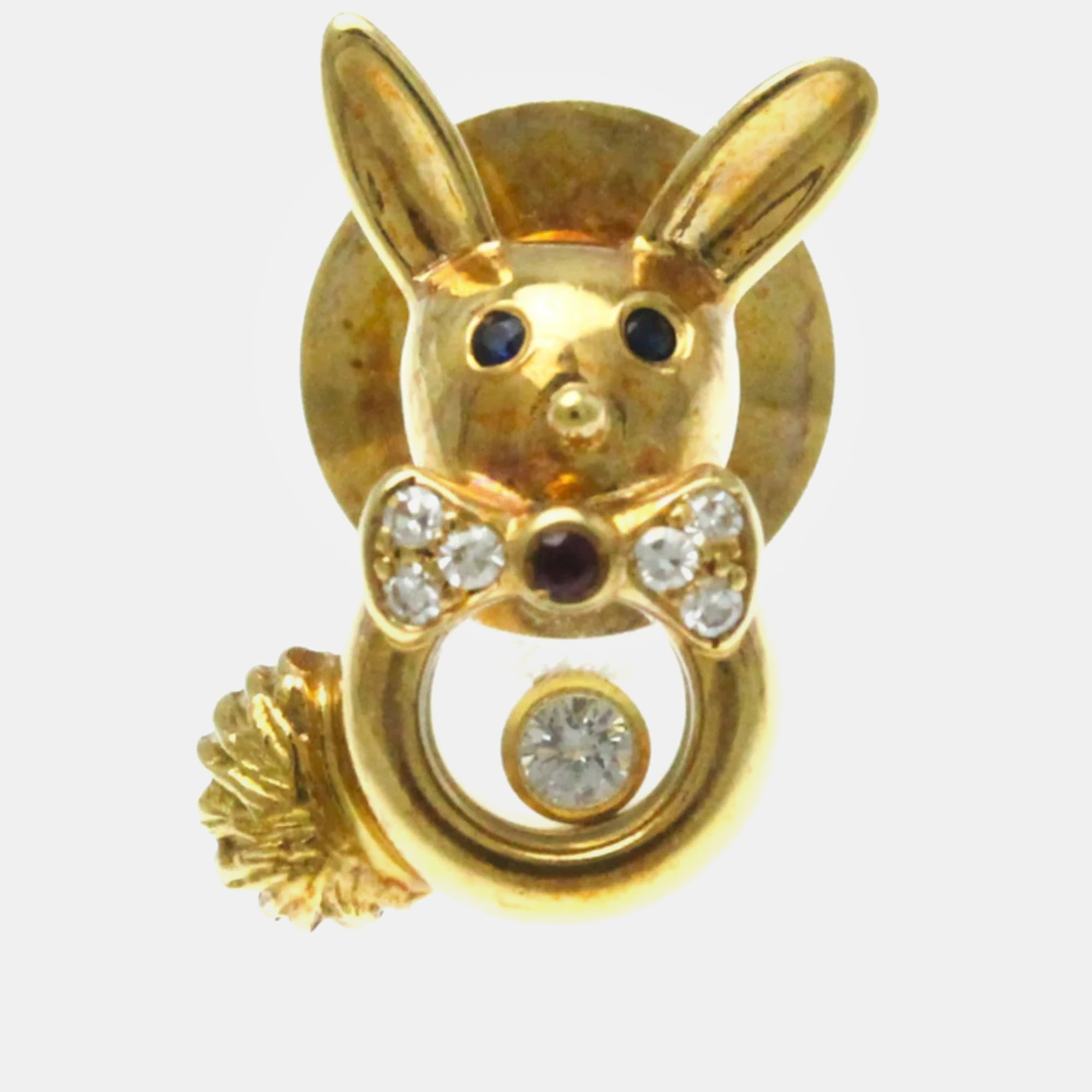 

Chopard 18K Yellow Gold Diamond Ruby Sapphire Rabbit Tie Pin