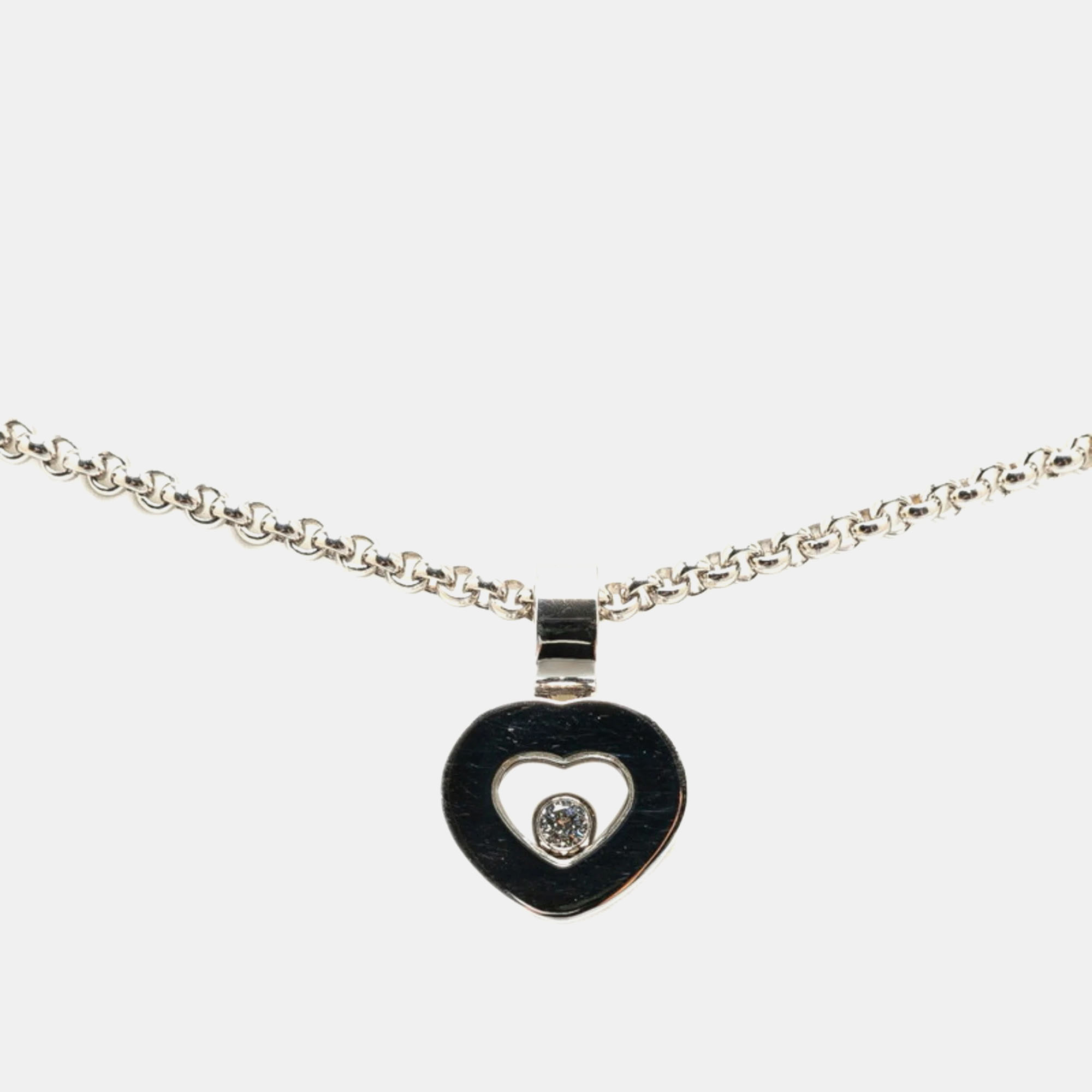 

Chopard 18K White Gold and Diamond Happy Diamonds Heart Pendant Necklace