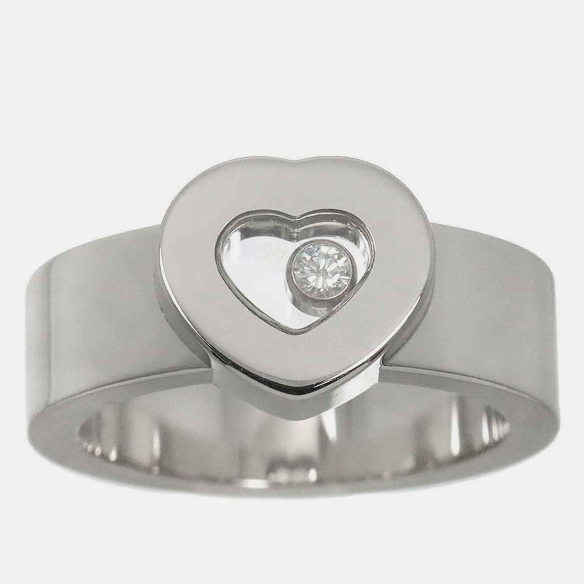 

Chopard 18K White Gold Happy Diamond Heart Ring EU 62