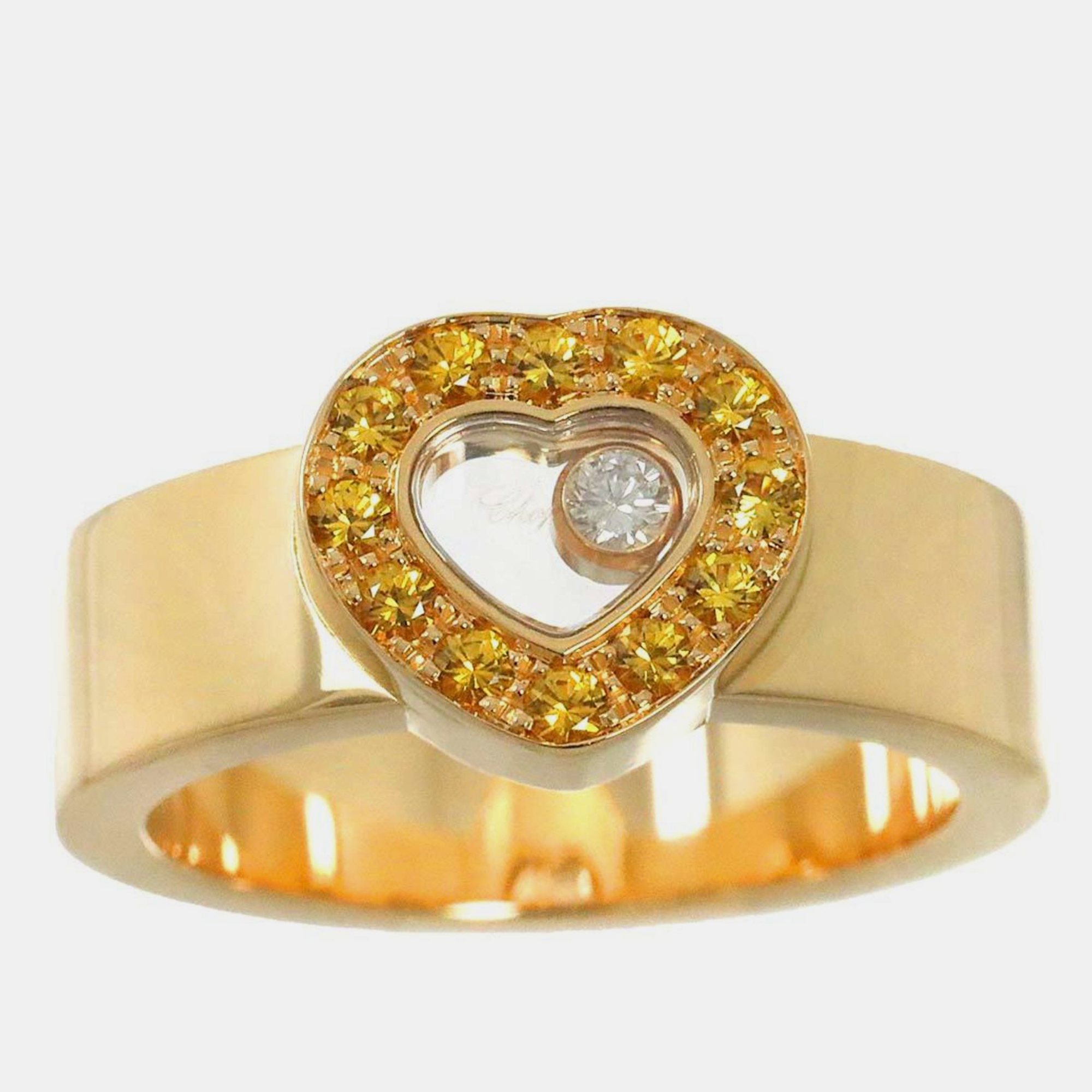 

Chopard 18K Yellow Gold Happy Diamond Heart Ring Sapphire 750 EU 67