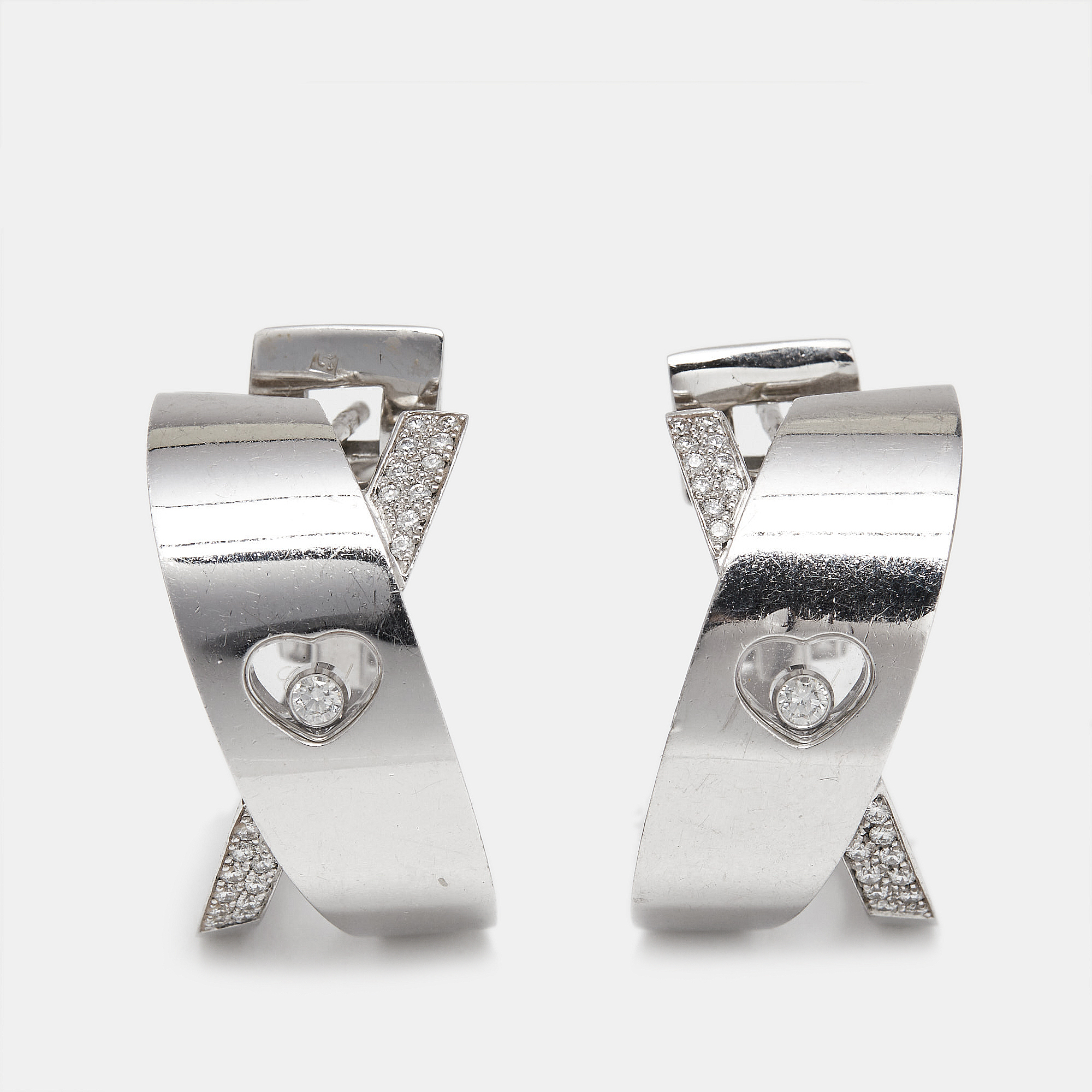 Pre-owned Chopard Happy Diamonds 18k White Gold Earrings