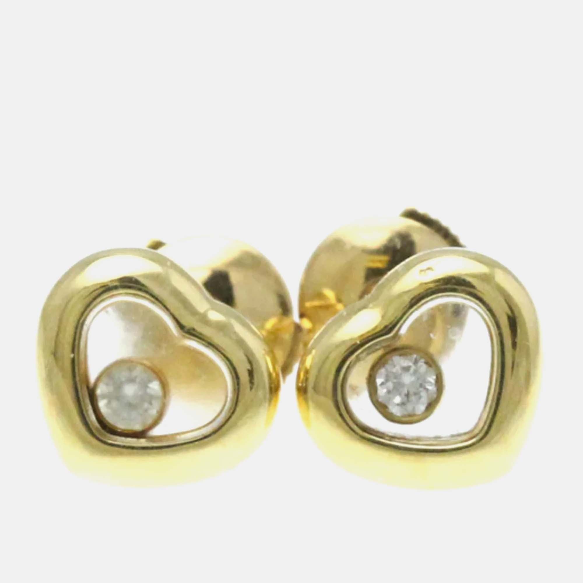 

Chopard 18K Yellow Gold and Diamond Happy Diamonds Heart Stud Earrings