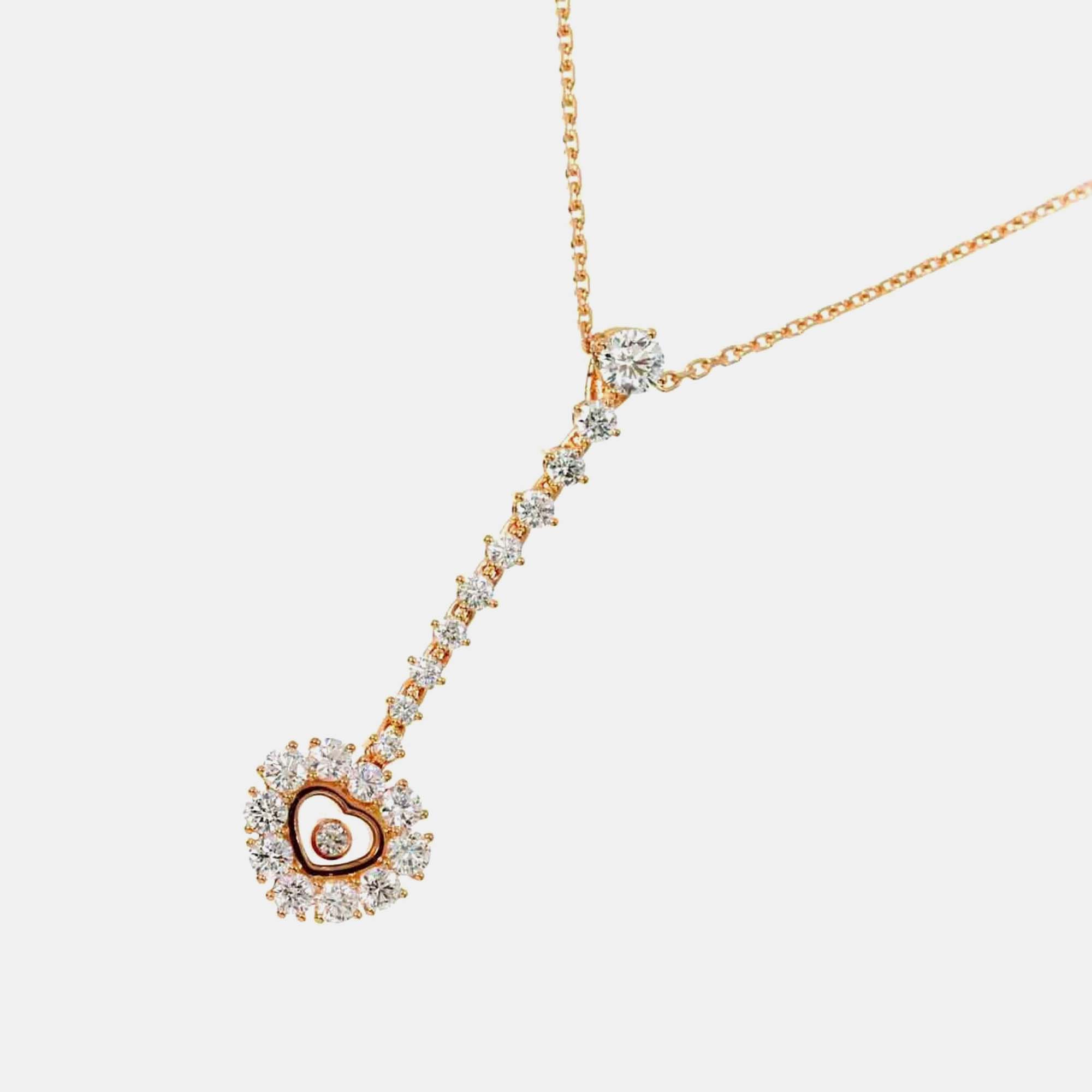 Pre-owned Chopard 18k Rose Gold And Diamond Happy Diamonds Necklace