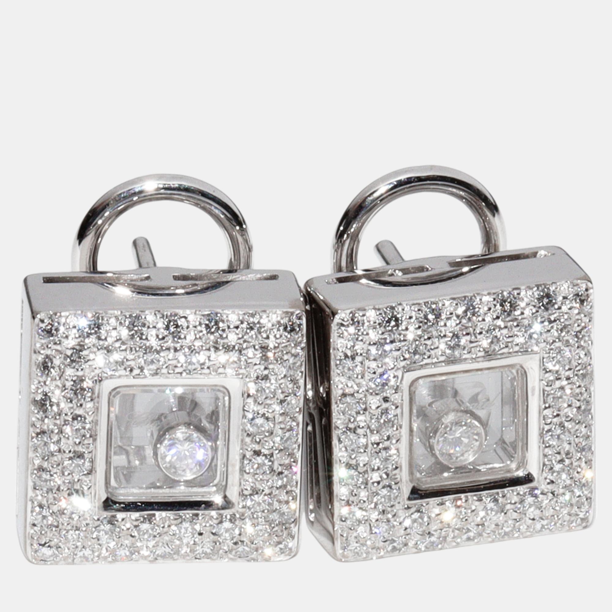 

Chopard 18K White Gold and Diamond Happy Diamonds Stud Earrings