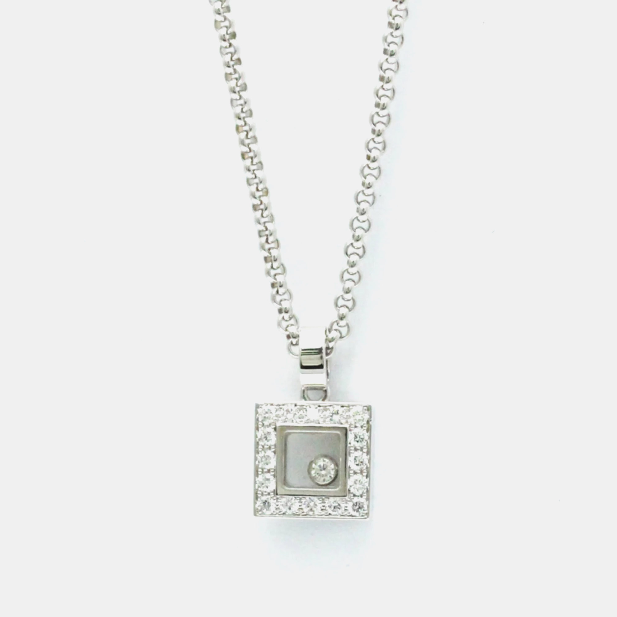 

Chopard 18K White Gold and Diamond Happy Diamonds Pendant Necklace