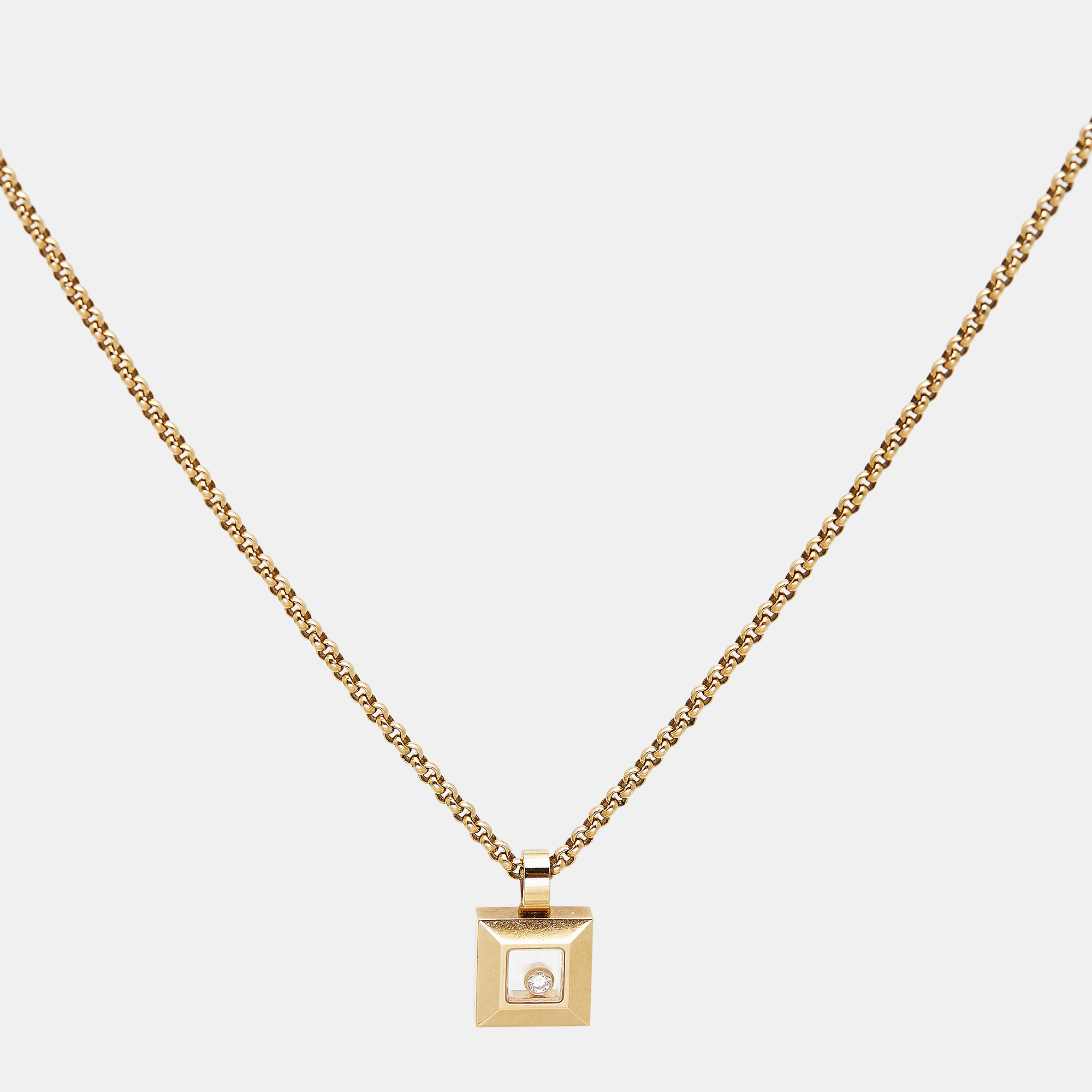 

Chopard Happy Diamonds Icon 18k Yellow Gold Square Pendant Necklace