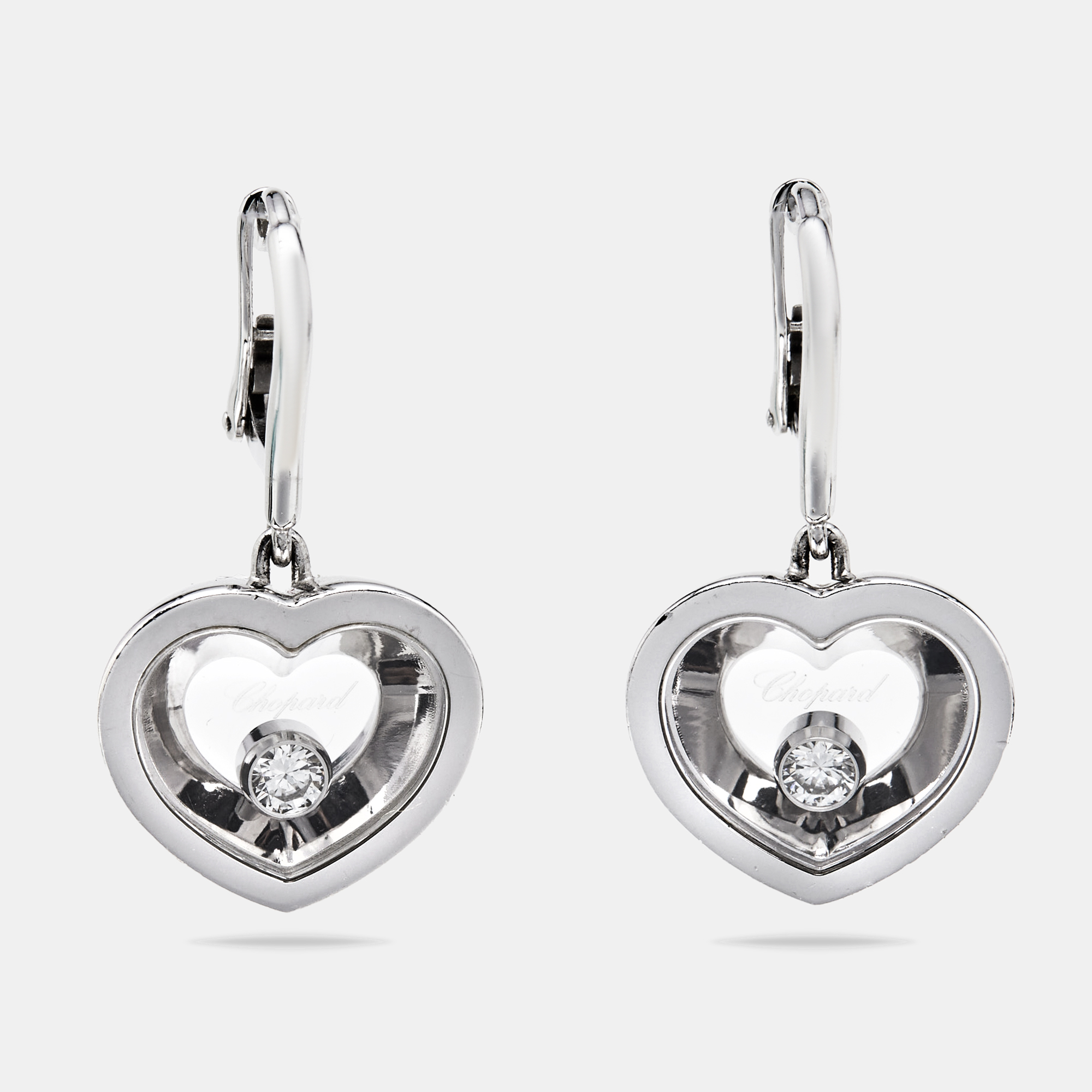 

Chopard Happy Hearts Diamond 18K White Gold Drop Earrings