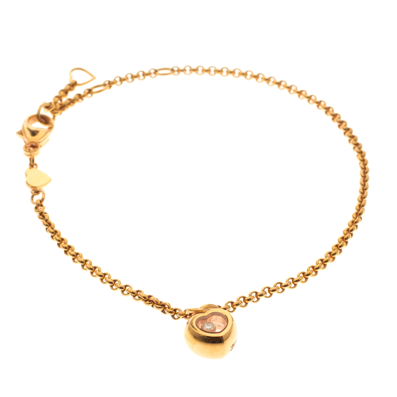 Pre Owned Chopard Happy Heart Diamond 18k Rose Gold Bracelet