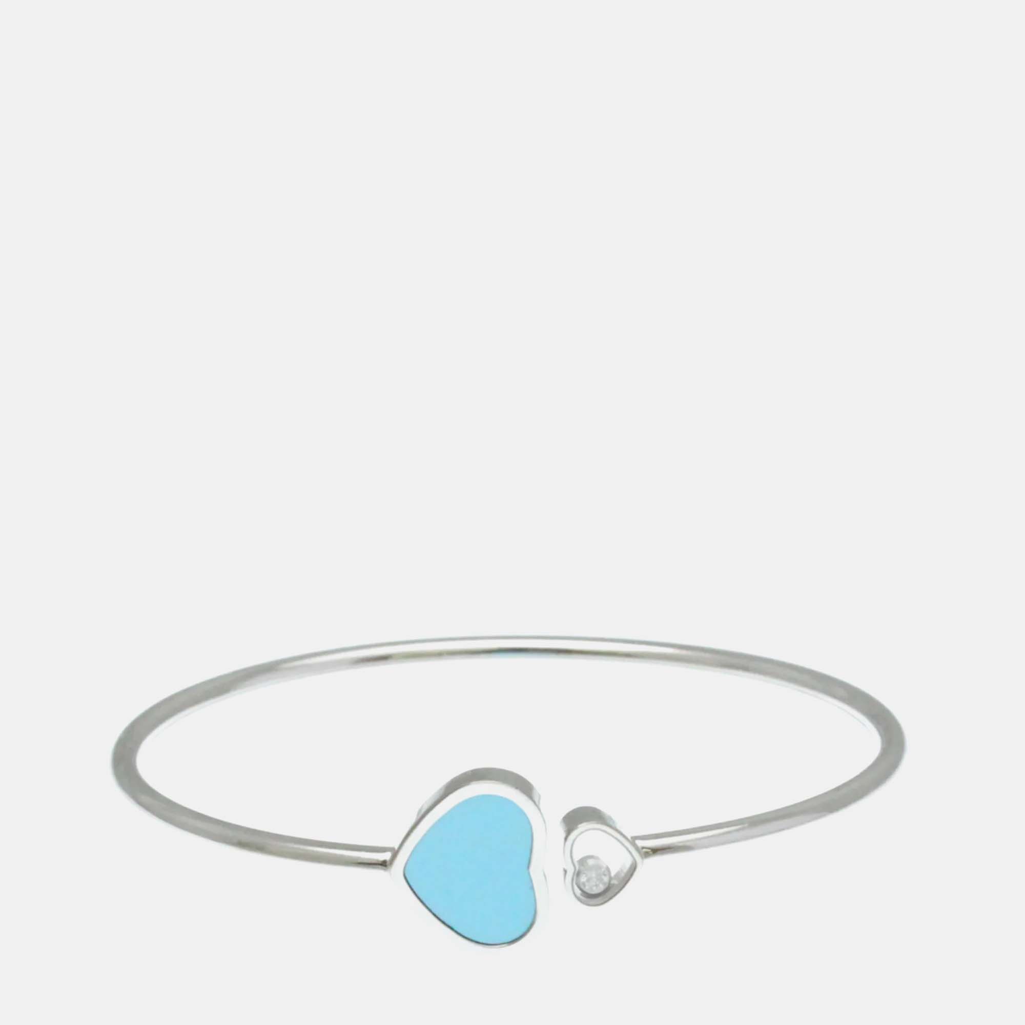 

Chopard Happy Hearts 18K White Gold, Diamond and Turquoise Bangle Bracelet