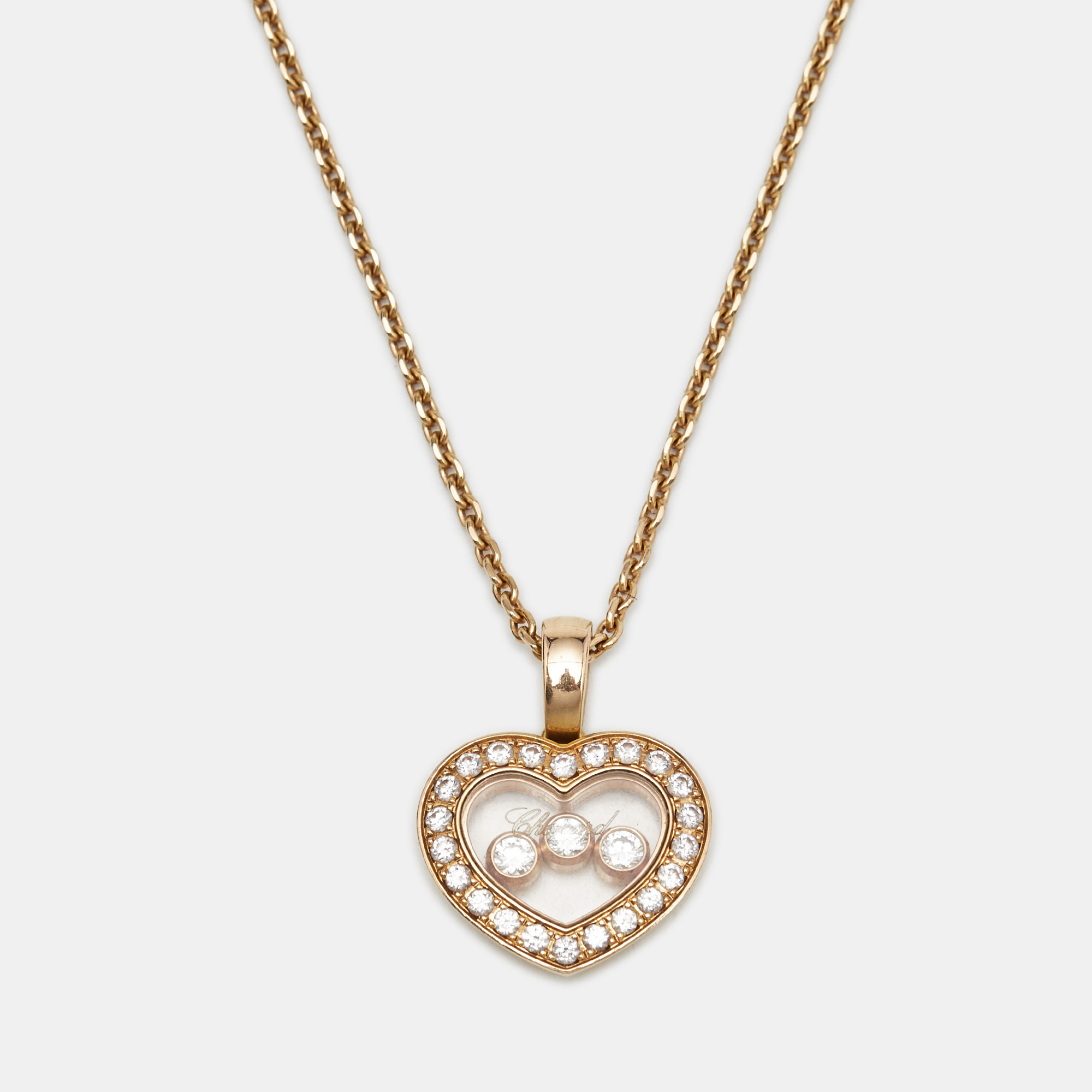 Pre-owned Chopard Happy Diamonds 18k Rose Gold Pendant Necklace