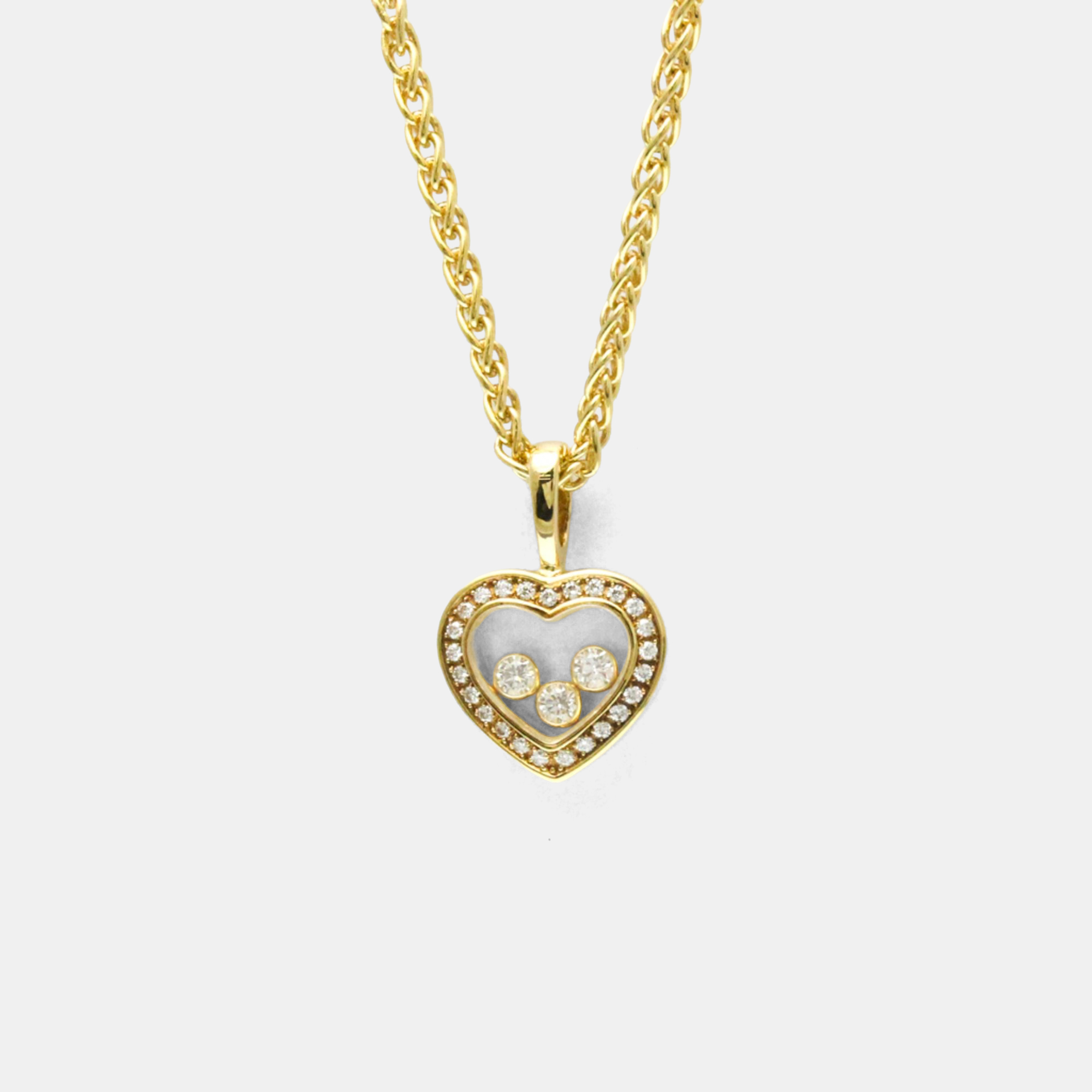 Pre-owned Chopard Happy Diamonds 18k Yellow Gold Diamond Necklace