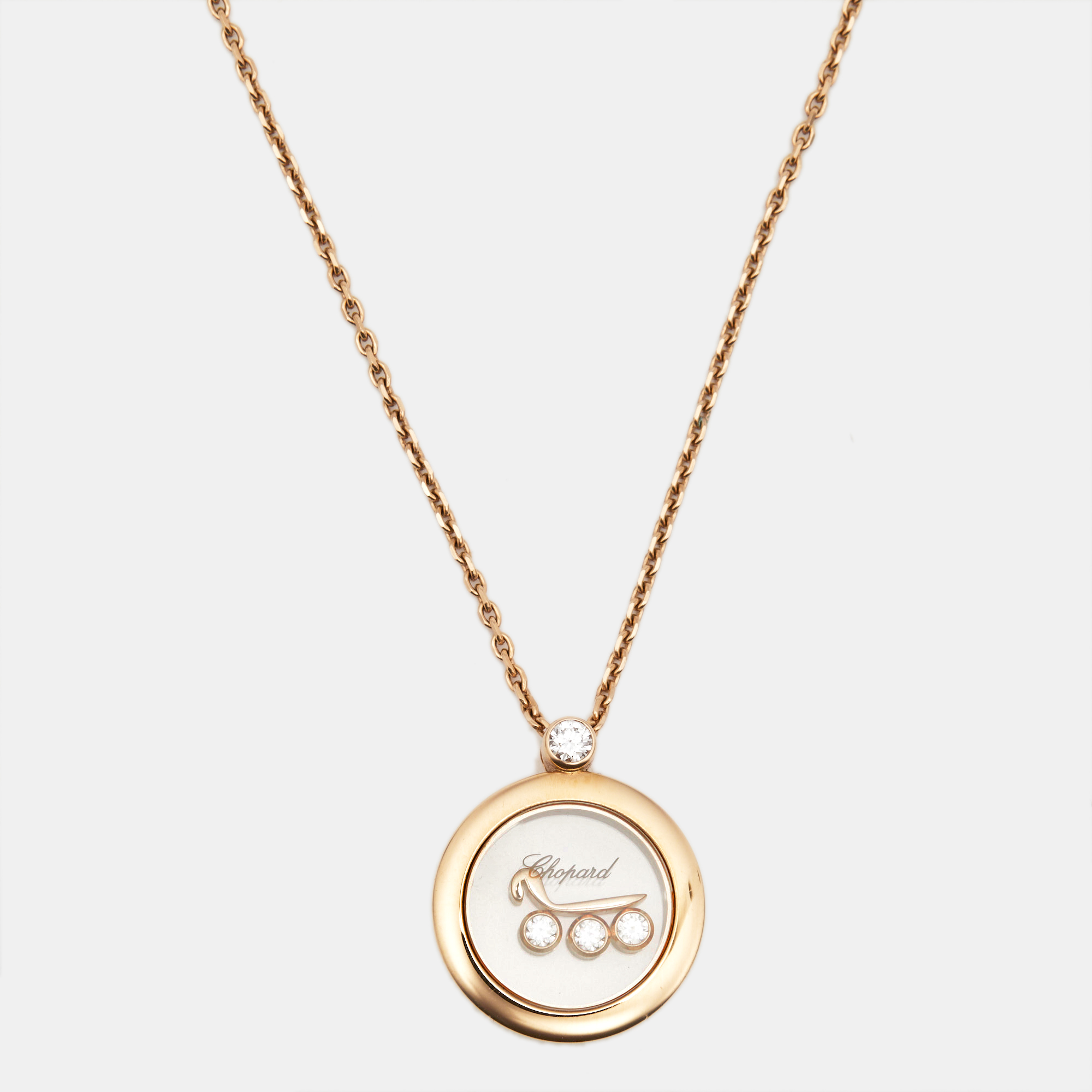 

Chopard Happy Diamonds Floating Arabic Letter  Diamond 18k Rose Gold Necklace