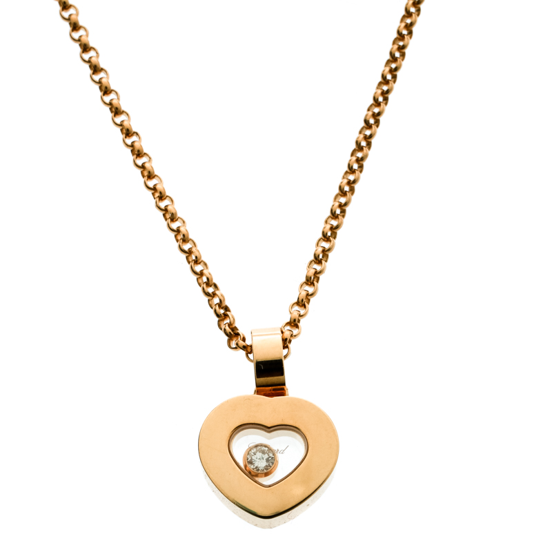 Pre Owned Chopard Happy Diamond Icon Heart 18k Yellow Gold Pendant Necklace