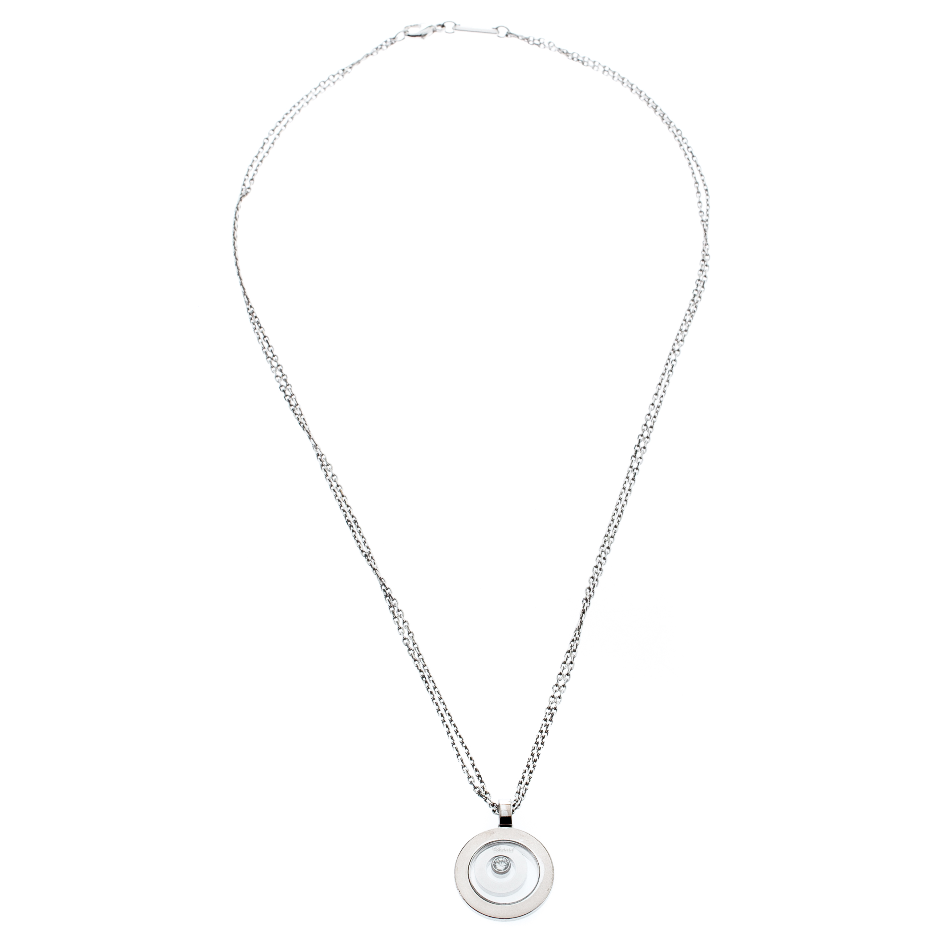 

Chopard Happy Spirit Diamond 18K White Gold Pendant Double Chain Necklace