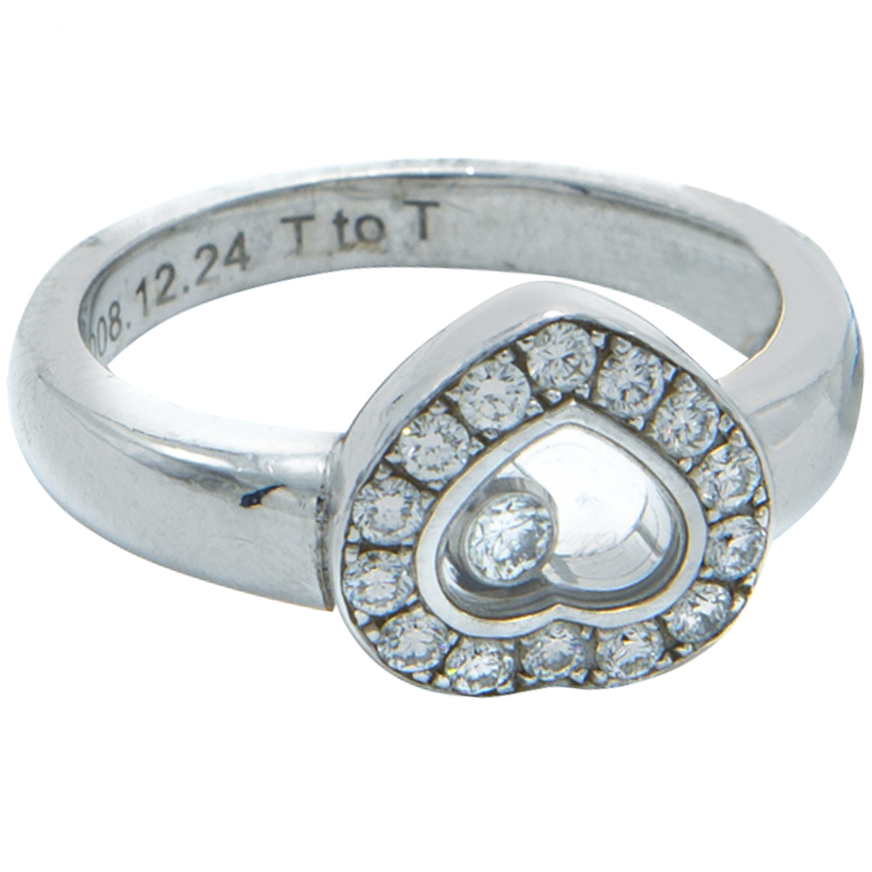 

Chopard 18K White Gold Floating Happy Diamonds Heart Women's Ring