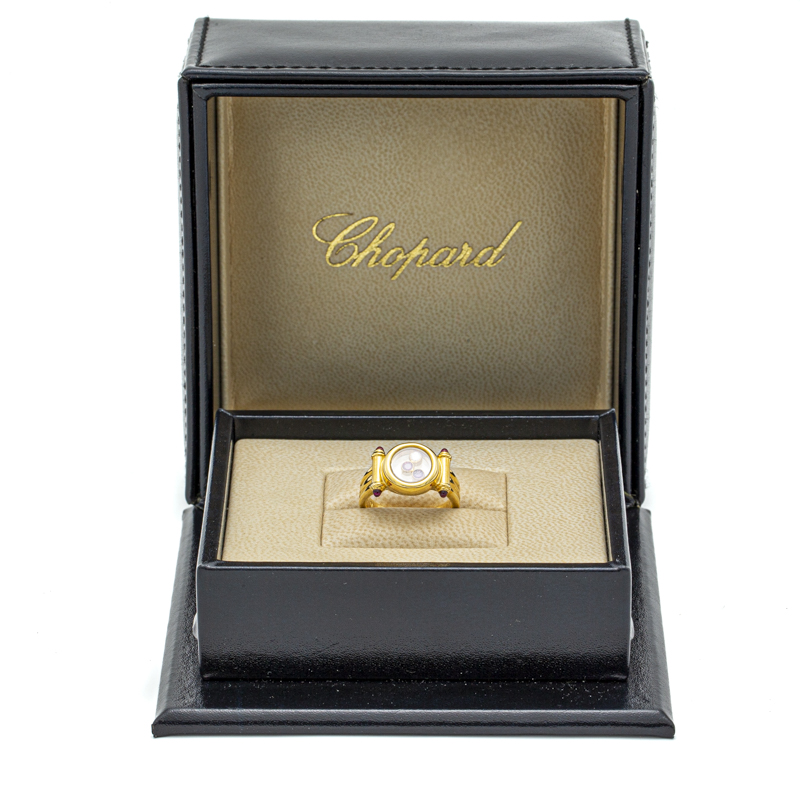 

Chopard 18K Yellow Gold Happy Diamond & Ruby And Circle Design Special Edition Ring Size