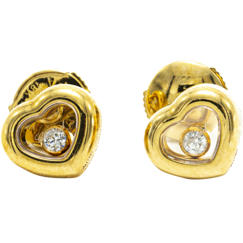 Pre Owned Chopard 18K Yellow Gold Happy Diamonds Icons Earrings