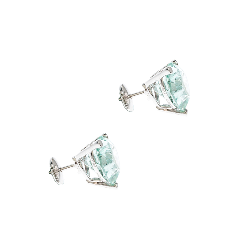 

Chopard So Happy Green Stone Diamond 18k White Gold Stud Earrings