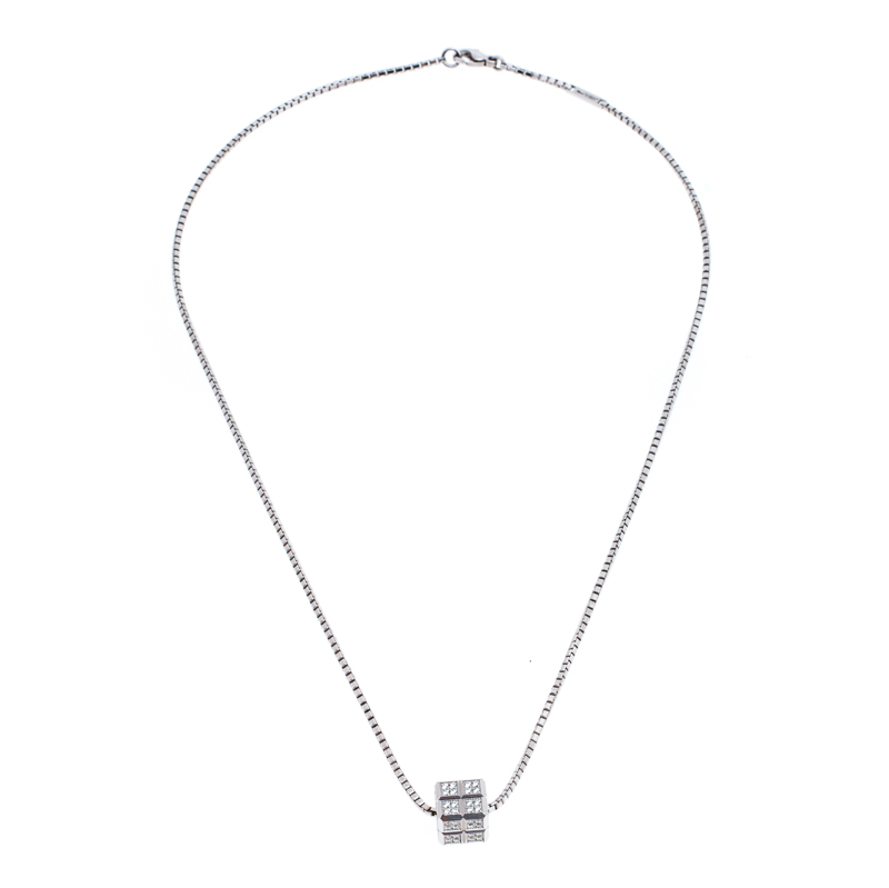 

Chopard Diamond 18K White Gold Ice Cube Pendant Necklace, Silver