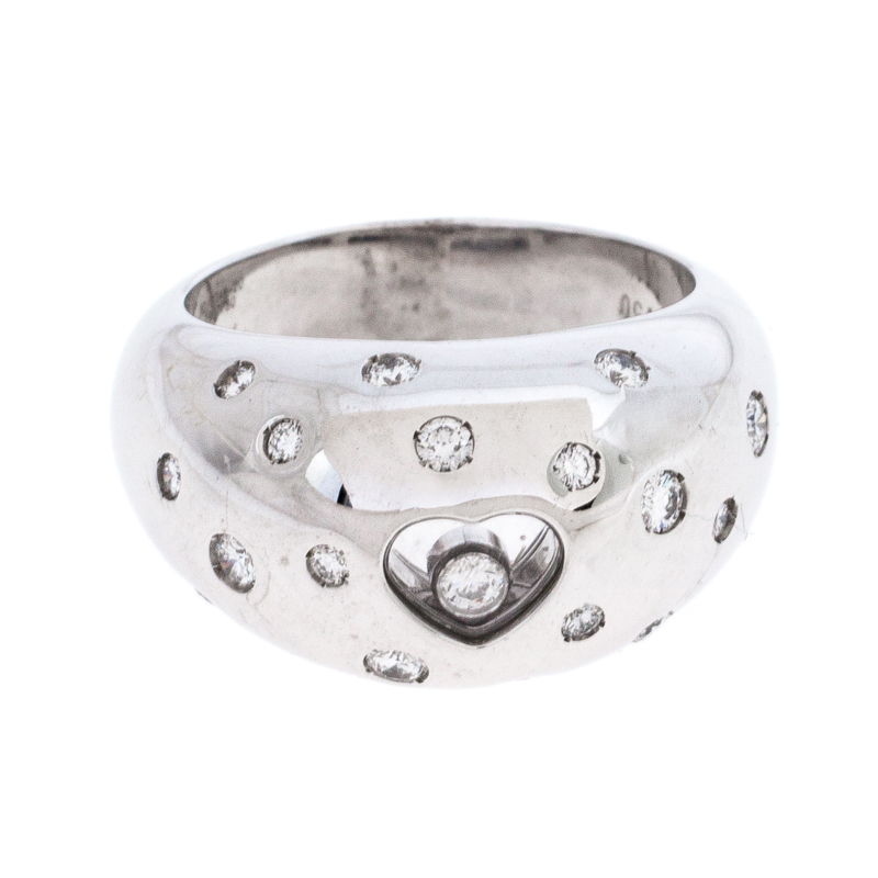 

Chopard Happy Diamond Heart 18k White Dome Ring Size, Silver