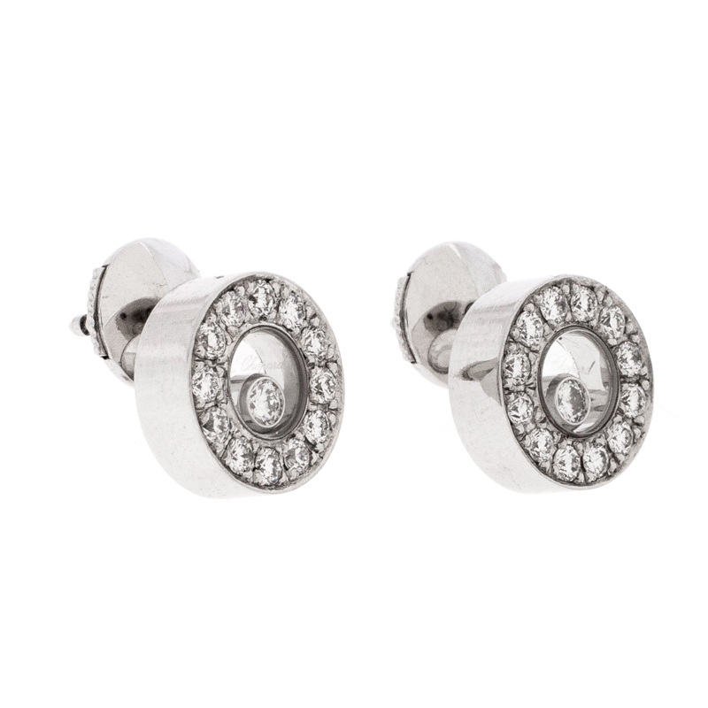 

Chopard Happy Diamond 18k White Gold Stud Earrings, Silver