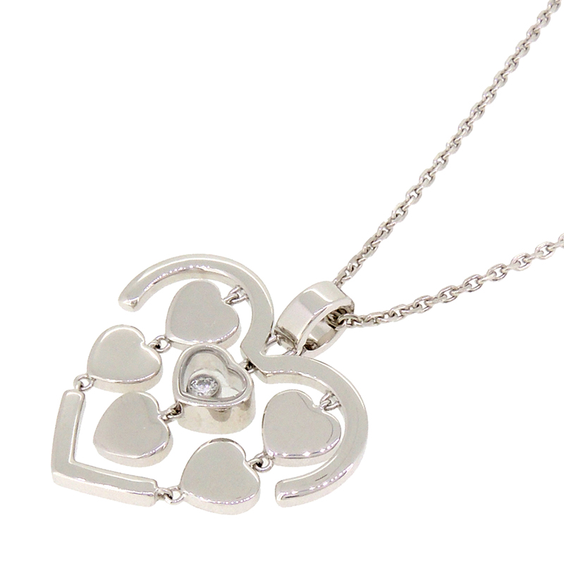Pre-owned Chopard Amore Heart 1p Diamond 18k White Gold Pendant Necklace