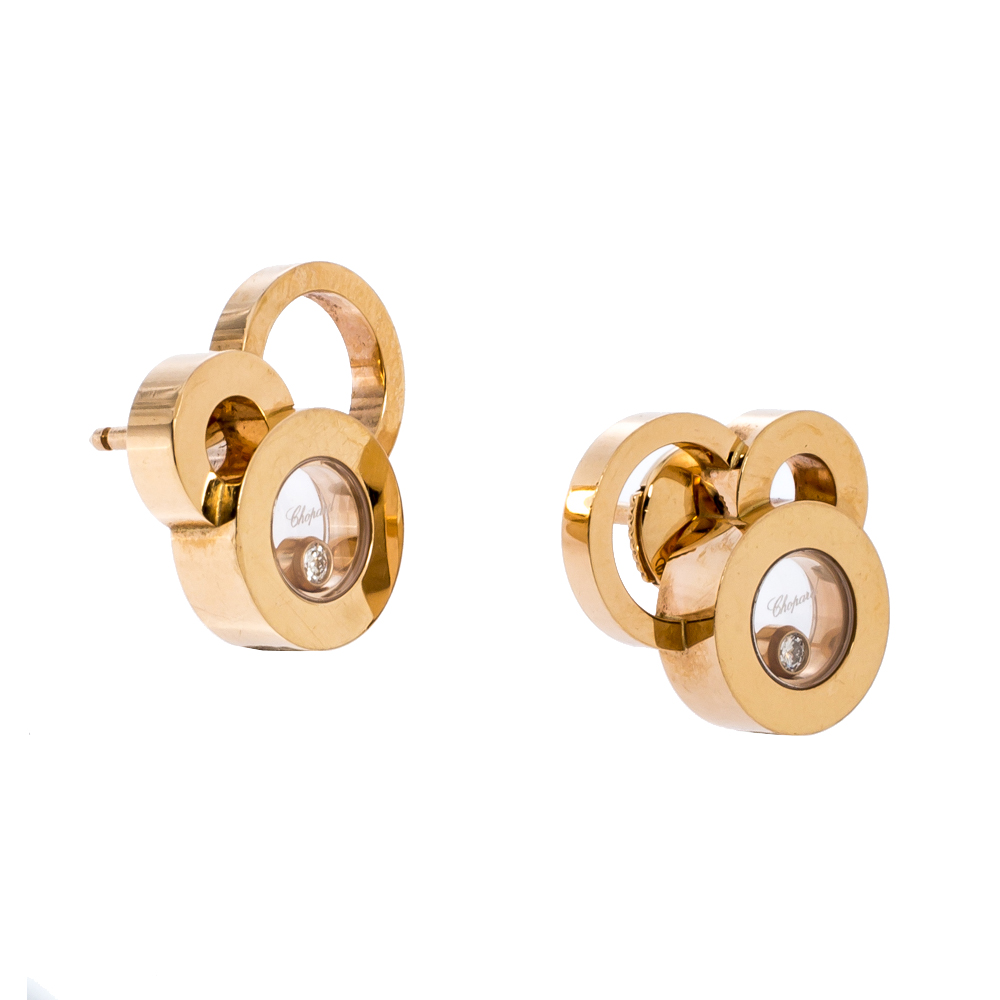 Chopard Happy Bubbles Diamond 18K Rose Gold Stud Earrings