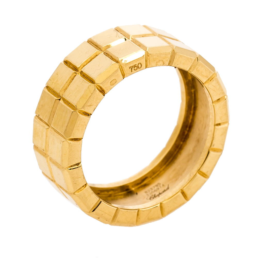 Chopard Ice Cube 18K Yellow Gold Band Ring Size 55