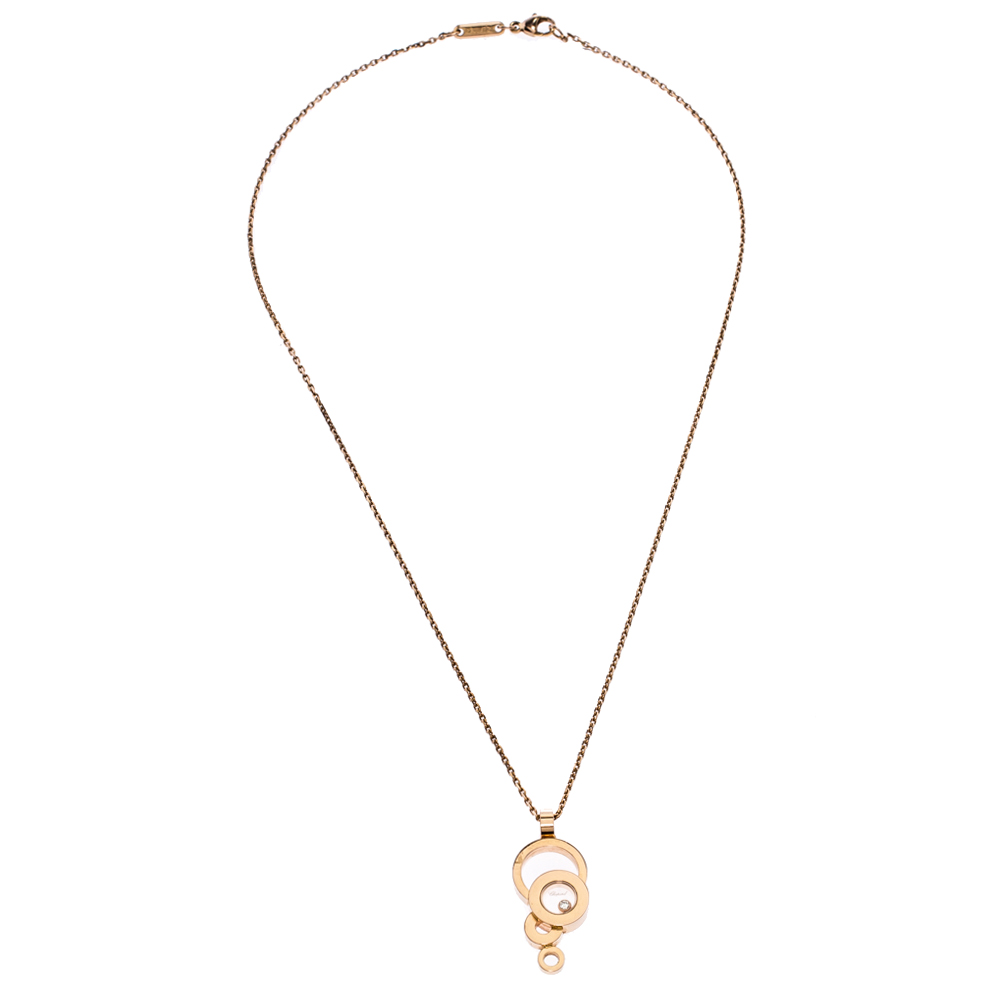 Chopard Happy Bubble Diamond 18K Rose Gold Pendant Necklace