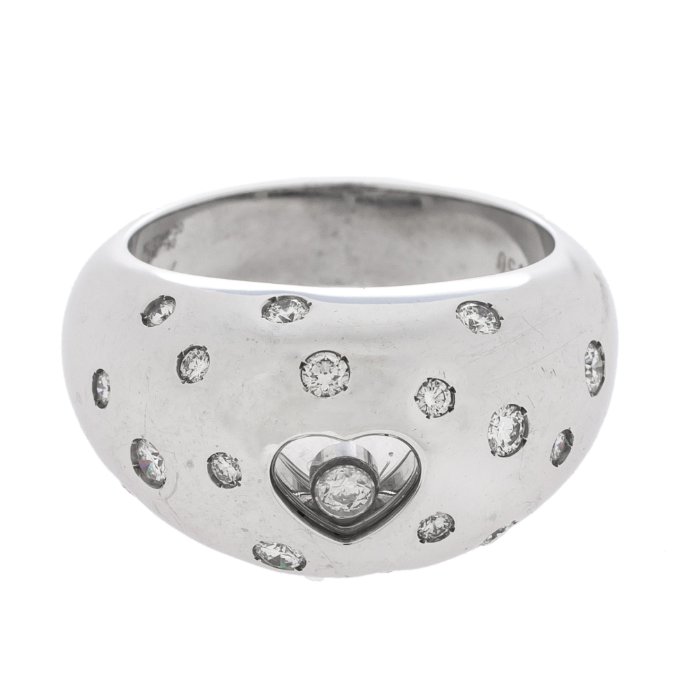 

Chopard Happy Diamond Heart 18K White Gold Dome Ring Size