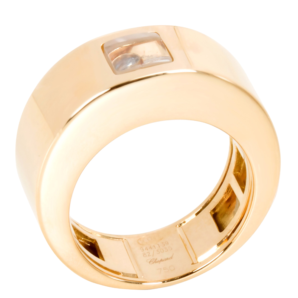 Chopard Happy 0.05 CT Diamond 18K Yellow Gold Ring Size 52