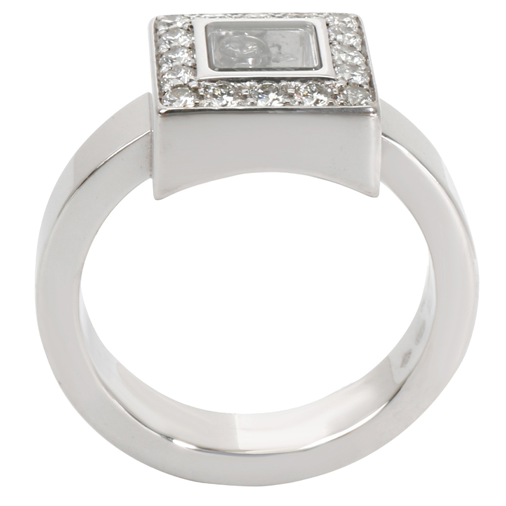 

Chopard Square Happy Diamonds 0.38 CTW 18K White Gold Ring Size
