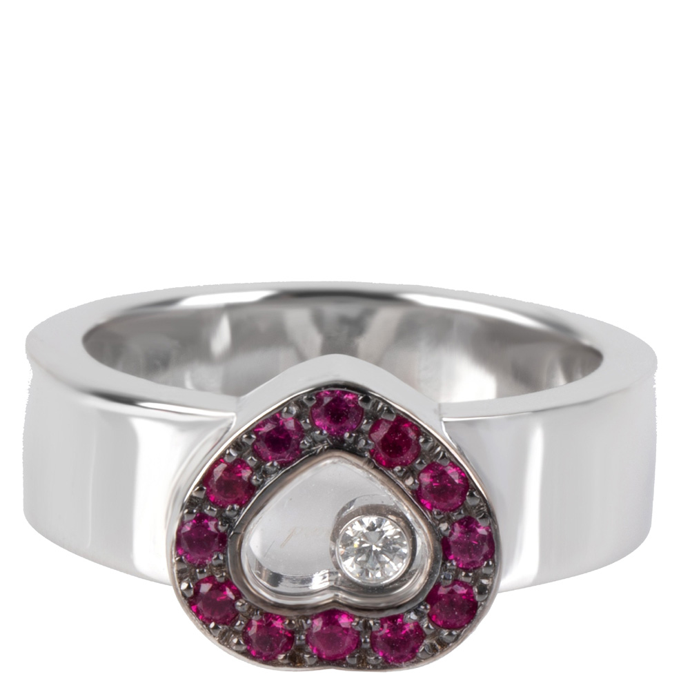 

Chopard Happy Diamonds Heart 0.02 CTW 18K White Gold Ring Size, Silver