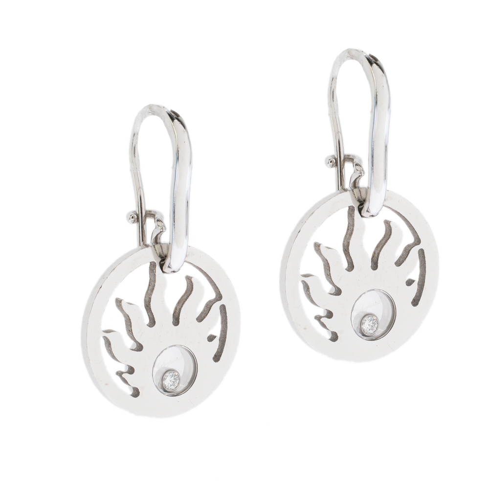 

Chopard Happy Diamond Sun 18K White Gold Drop Earrings