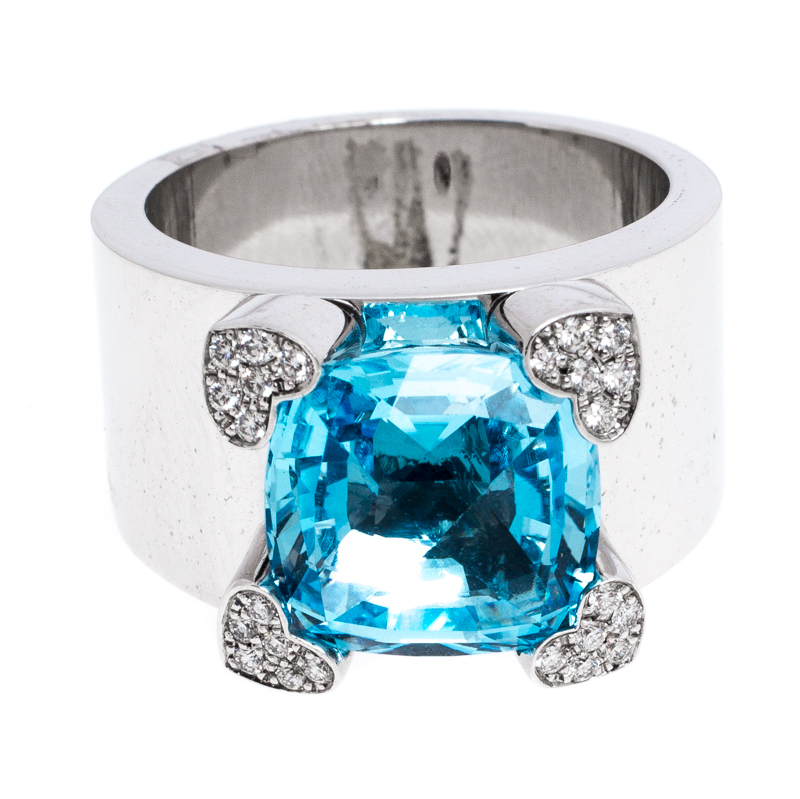 

Chopard Blue Topaz & Diamond 18k White Gold Ring Size