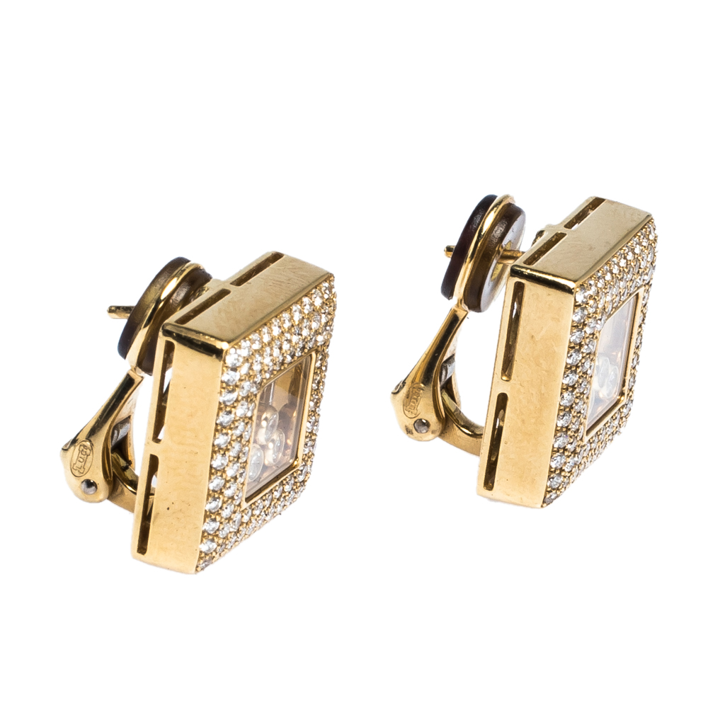 

Chopard Happy Diamonds 18K Yellow Gold Square Earrings