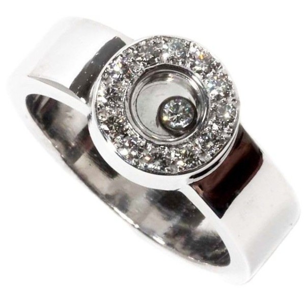 Pre Owned Chopard Diamond 18 K White Gold Ring Size 56