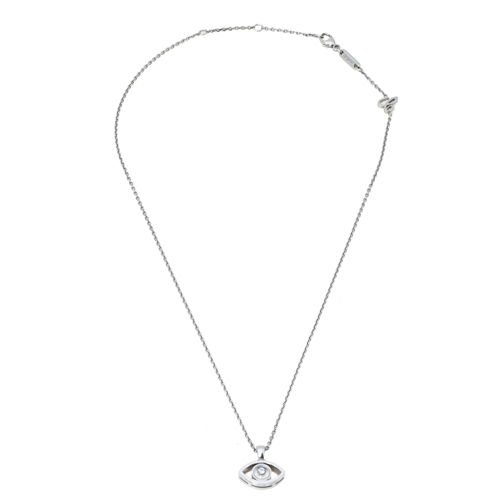 

Chopard Happy Diamonds 18K White Gold Good Luck Charm Pendant Necklace