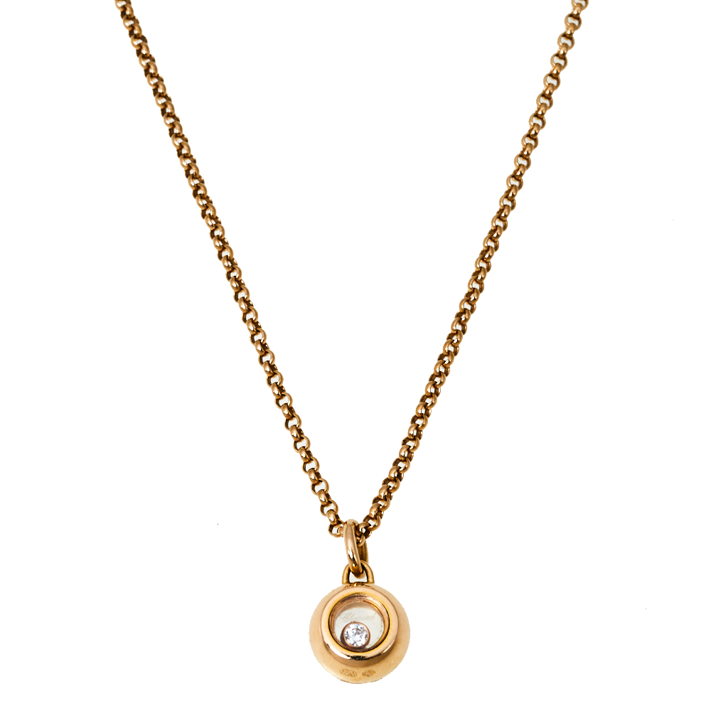Pre Owned Chopard Miss Happy Diamond 18K Rose Gold Necklace