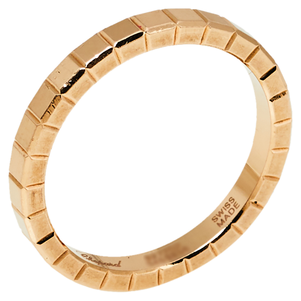 Chopard Ice Cube Pure 18K Rose Gold Ring Size 52