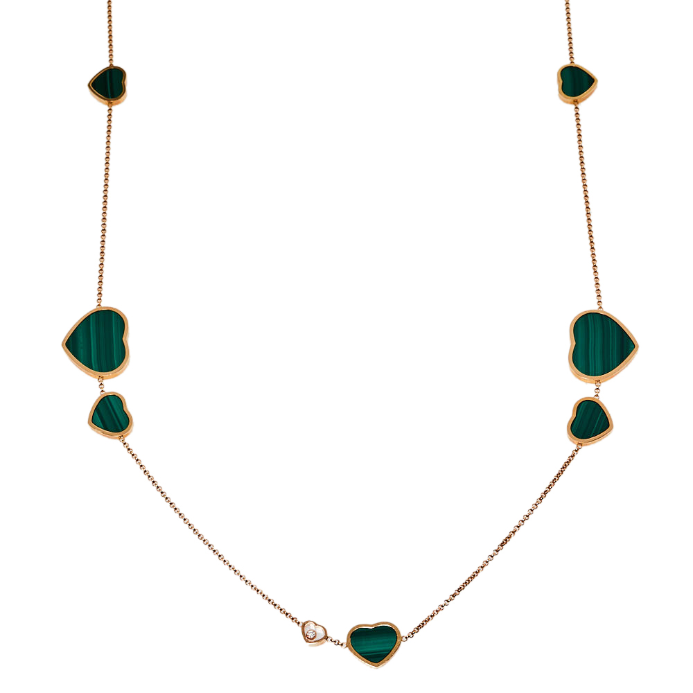 

Chopard Happy Hearts Diamond Malachite 18K Rose Gold Sautoir Necklace