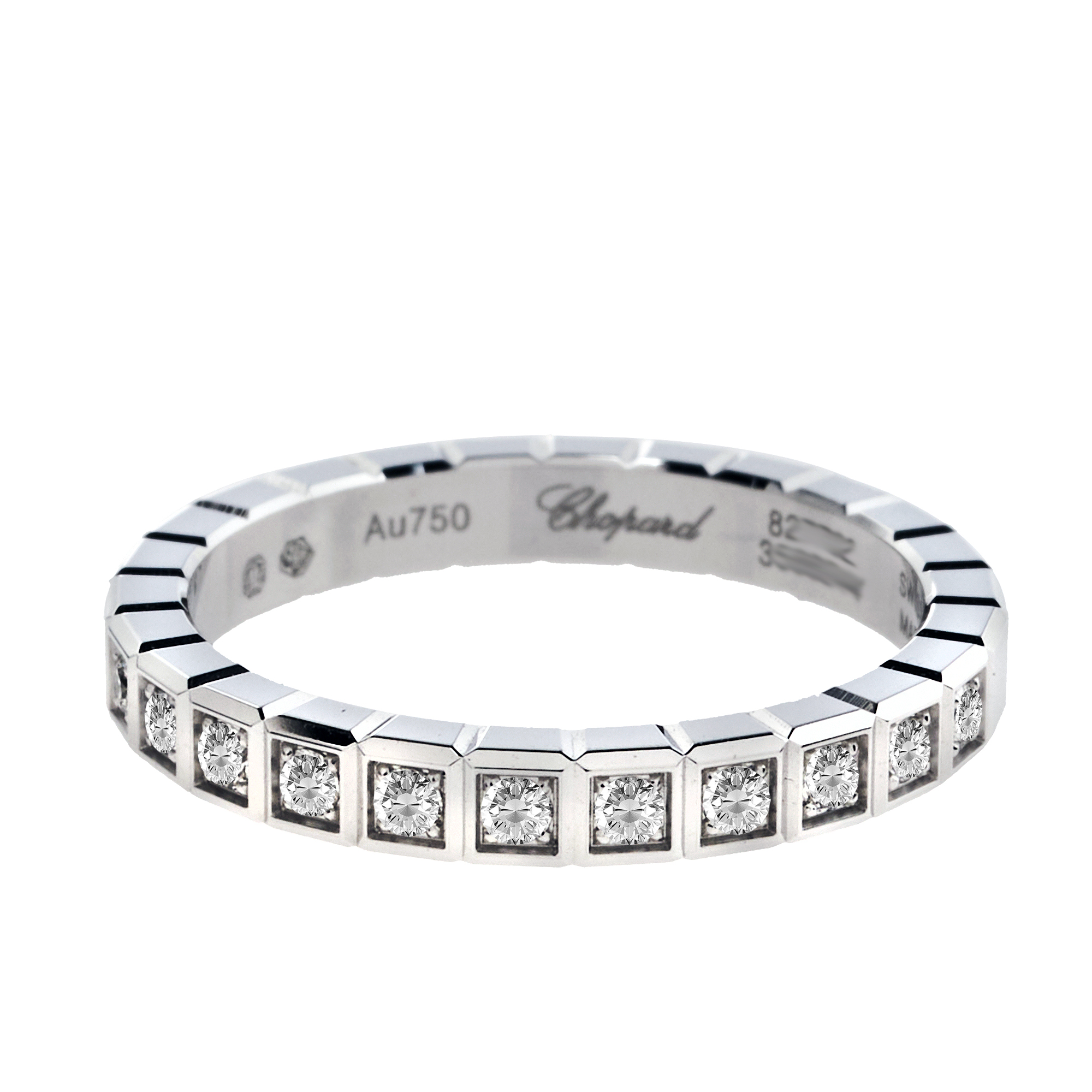 

Chopard Ice Cube Pure 18K White Gold Half-Set Diamond Ring Size