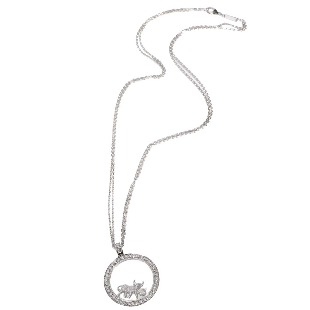 

Chopard 18K White Gold Happy Zodiac Taurus 1.4 CTW Diamond Necklace