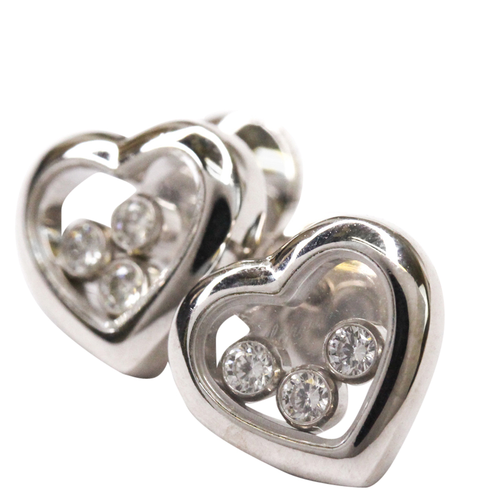 

Chopard 18K White Gold Happy Diamonds Icons Heart Earrings